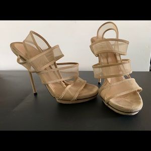 Gucci Sandal Platform Mesh Slingback Heel Sz 37